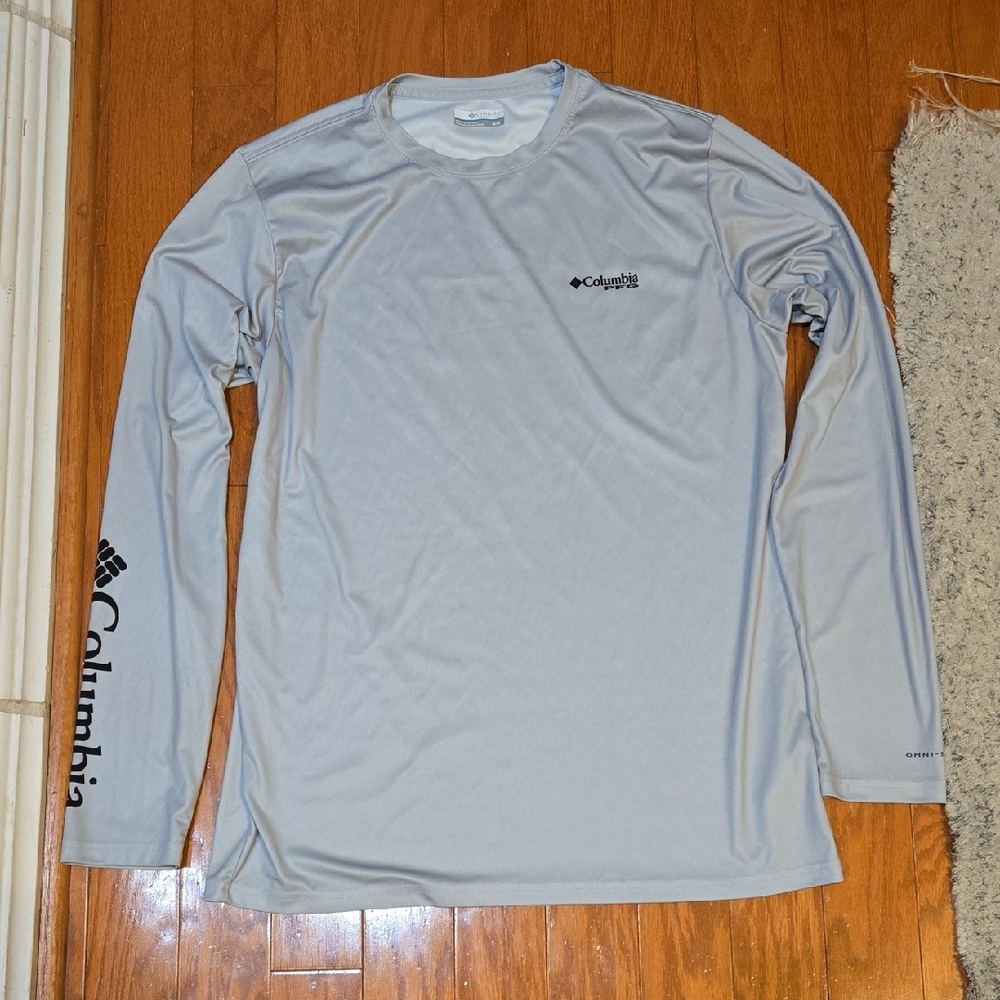 Columbia Men's Gray Long Sleeve Performance Fishing Gear Shirt Size Med